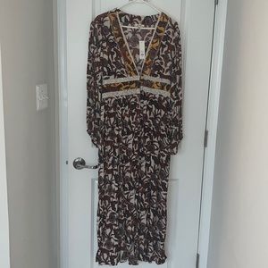 Lenette Floral Crochet Trim Long Kimono Size L/XL